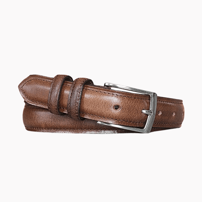 30mm | Brown Stitched | Waxed Finish Leather Belt