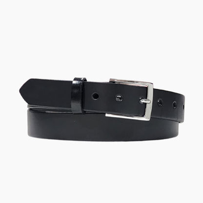 35mm | Black Italian Leather | Silver Buckle