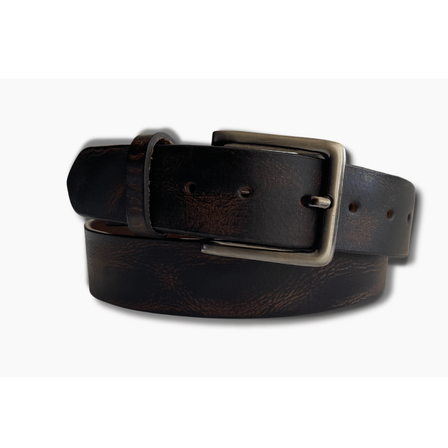 Ladies Mottled Dark Brown Leather Belt - 38mm Width - BeltUpOnline