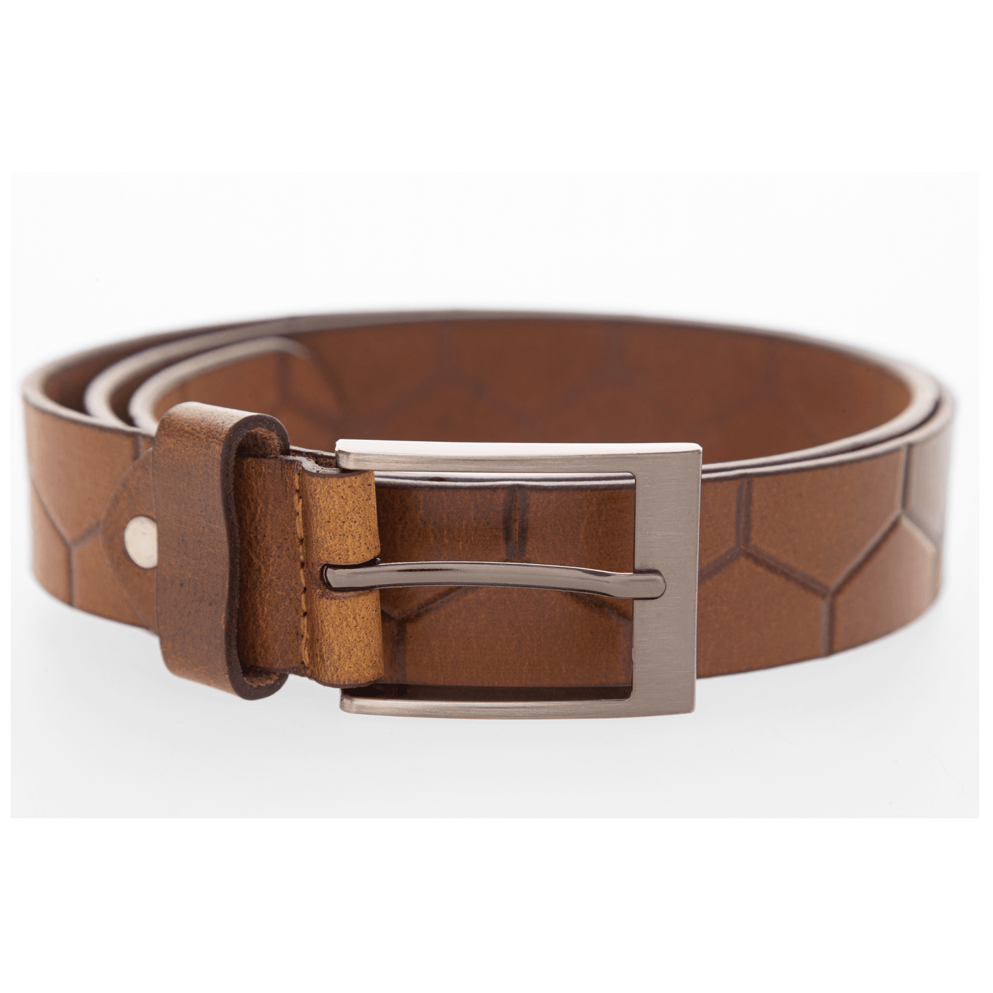 Tan 100% Leather Croc Inspired Belt- 35mm Width - BeltUpOnline