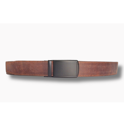 Suede Brown Ratchet/Auto Buckle - 35mm Width - BeltUpOnline