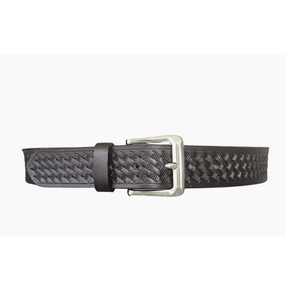 BLack Basket Weave Leather Belt 38mm