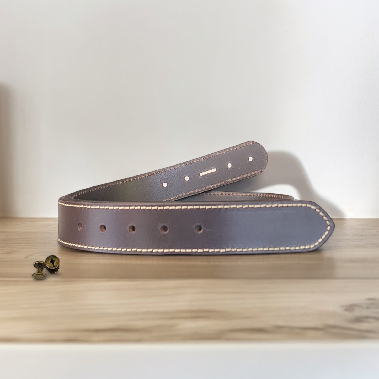 38mm | Brown - Yellow Stitch | Leather Belt Strap