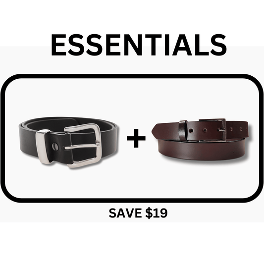 Essentials Pack - 1 x black 38mm and 1 x Brown 35mm belts