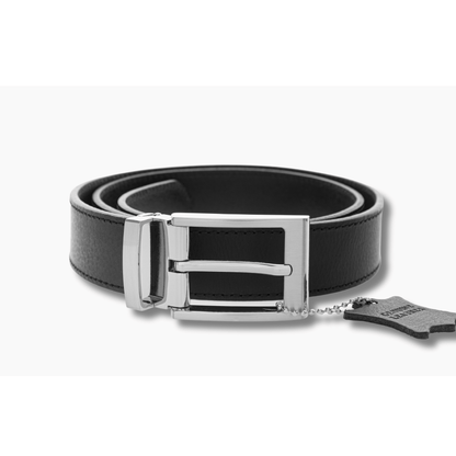 Black 100% Leather Stitched Belt- 35mm Width - BeltUpOnline