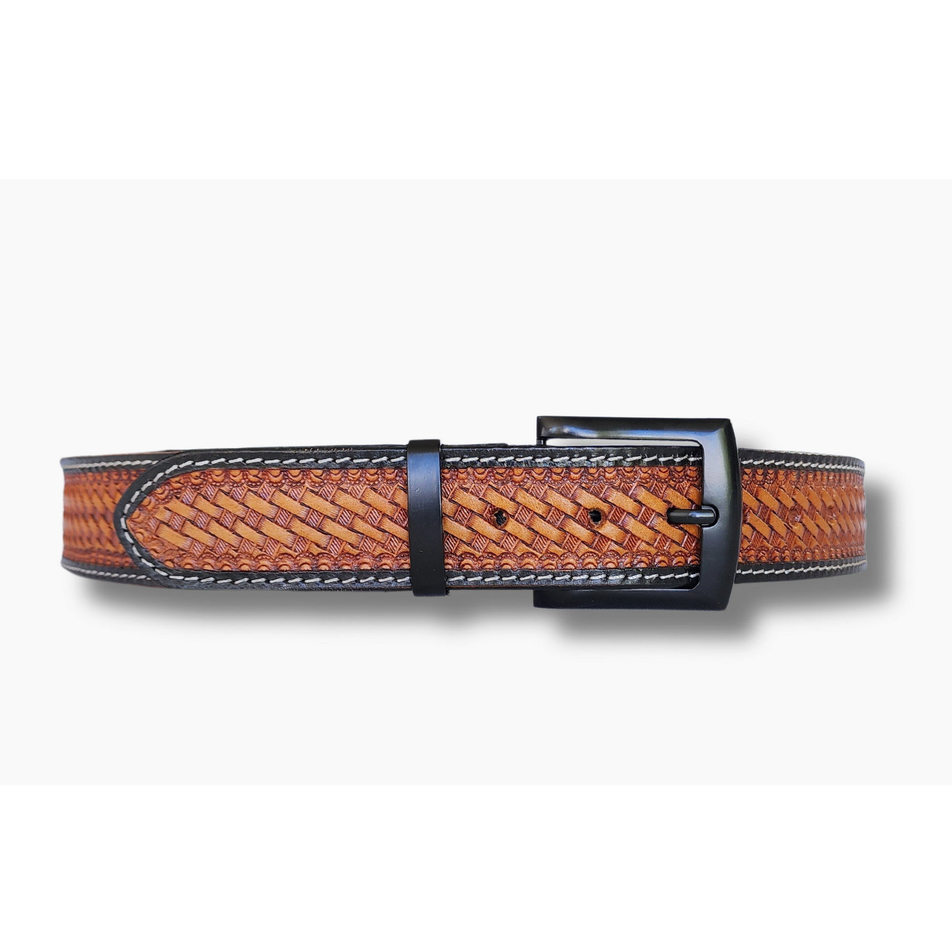 Embossed Tan 100% Leather Jeans Belt- 38mm Width - BeltUpOnline