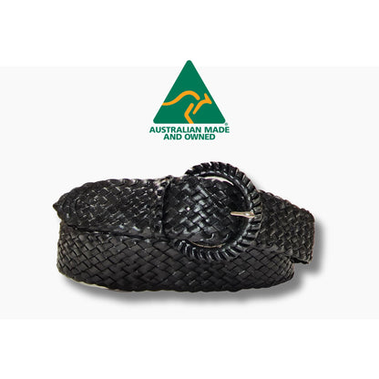 43mm | Black Plaited | Kangaroo Leather Belt