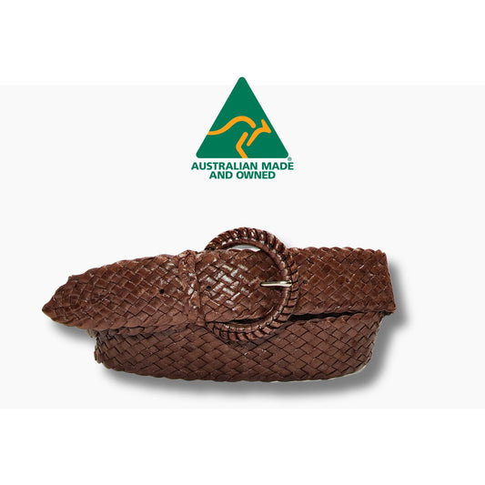 43mm | Brown Plaited | Kangaroo Leather Belt | Wide