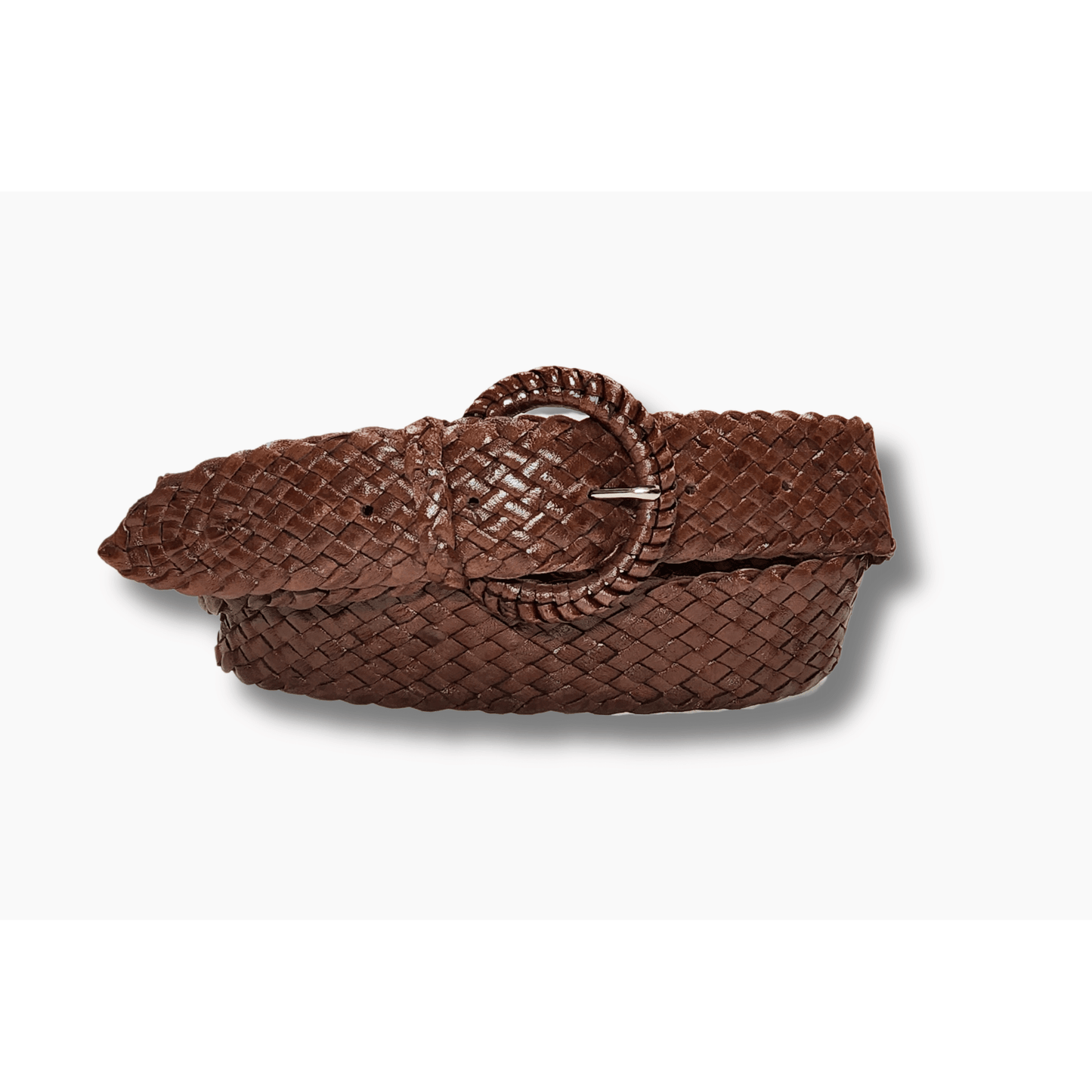 Brown Kangaroo plaited belt - 43mm wide