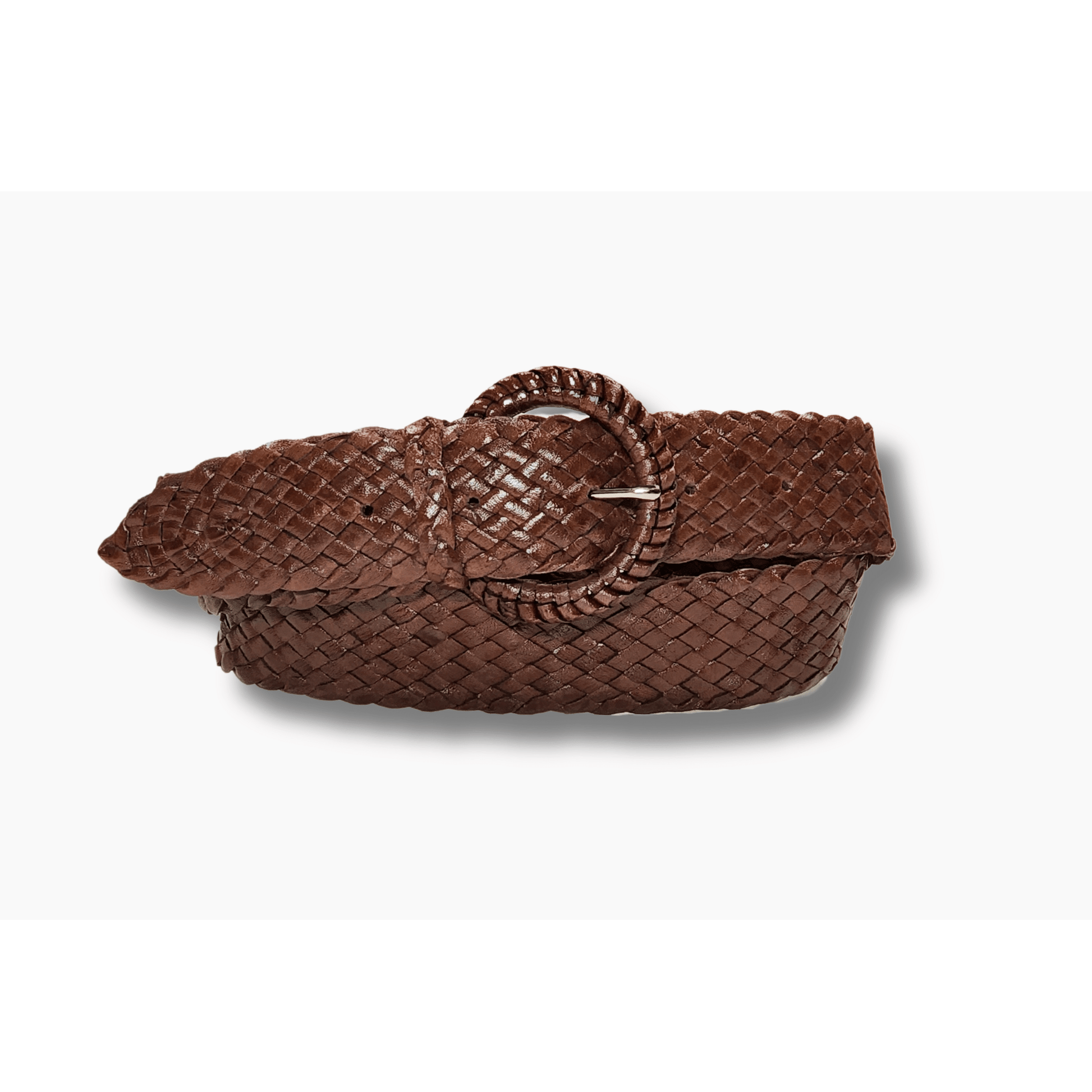 Brown Kangaroo plaited belt - 43mm wide