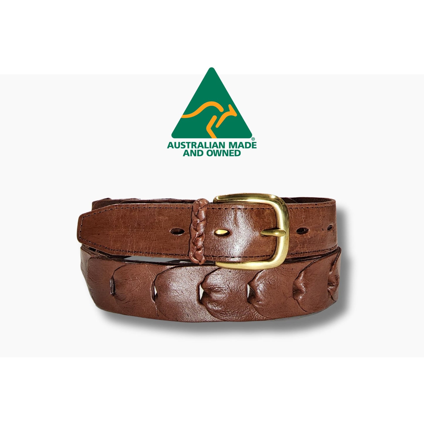 32mm | Tan Linked | Kangaroo Leather Belt