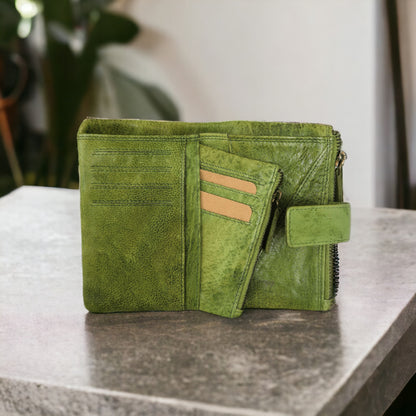 Green Leather Wallet - Marion - BeltUpOnline