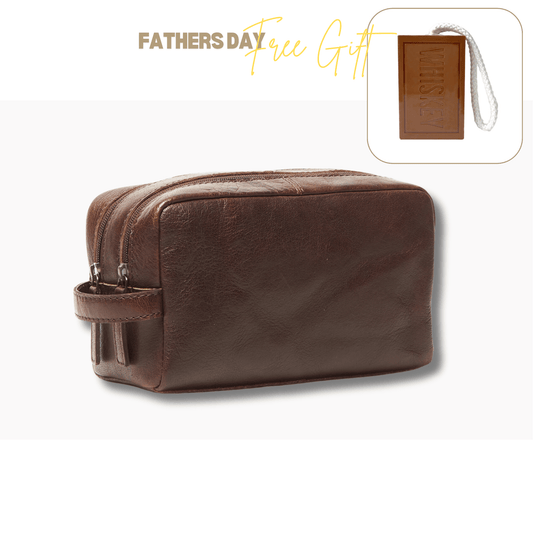 Toiletries Bag | Brown | Double Zip FDD