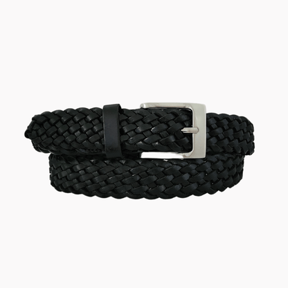 35mm | Black | Plaited Leather Belt