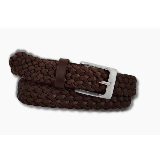 Brown plaited/woven belt - 35mm wide