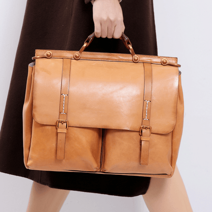 Womens Executive Briefcase - Tan - BeltUpOnline