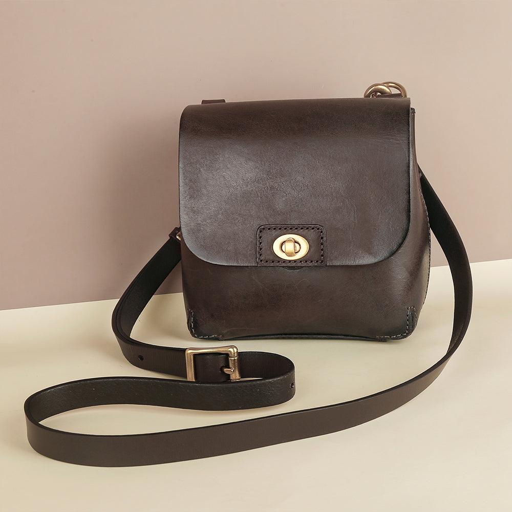 Top Grain Leather Mini Messenger - Brown - BeltUpOnline