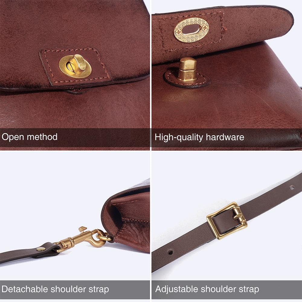 Top Grain Leather Mini Messenger - Burgundy - BeltUpOnline