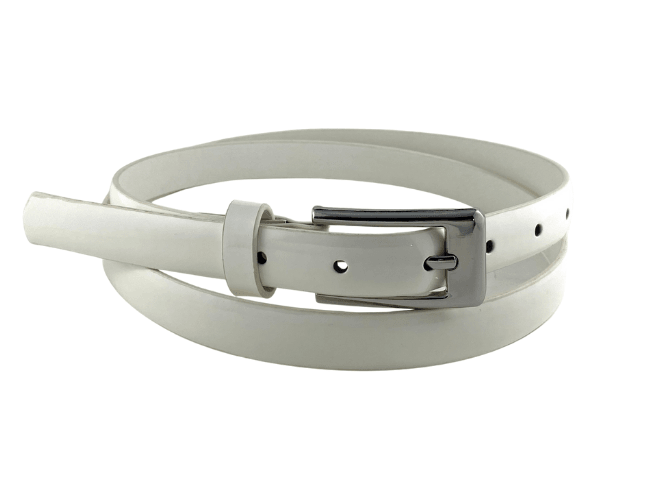 Girls Thin White Belt with Nickel Buckle- 18mm Width - BeltUpOnline