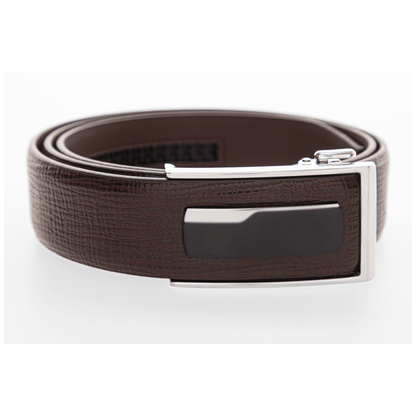 Premium Brown Textured Leather Ratchet Belt - 35mm Width - BeltUpOnline